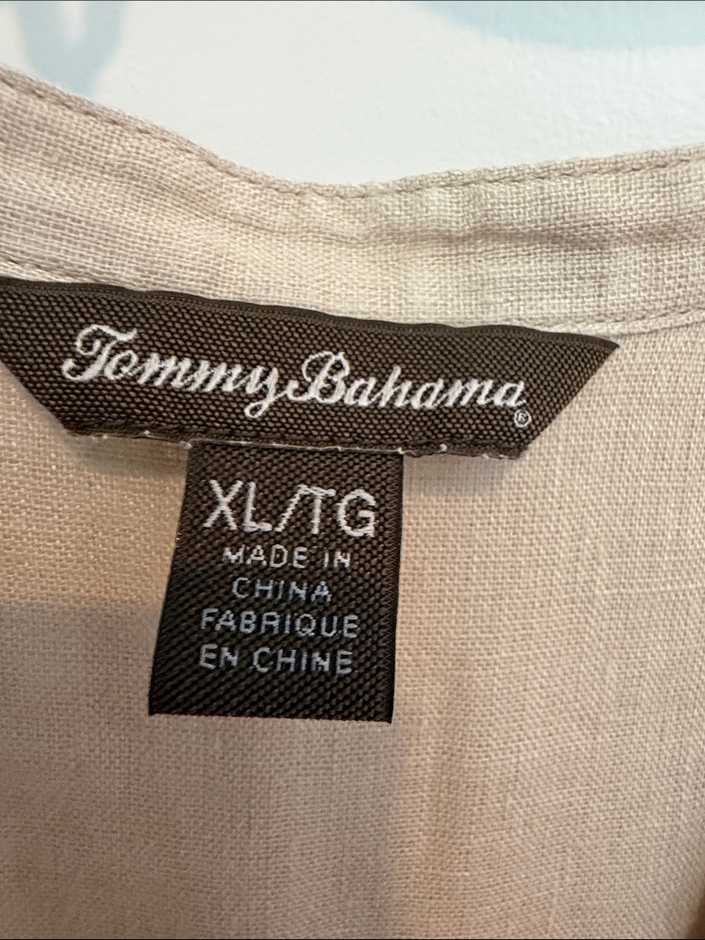 3 Tommy Bahama Linen Button Down Blouses with Ruffle Detail Aqua Coral and Tan - Picture 3 of 15